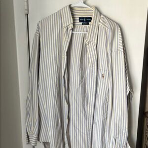 Ralph Lauren Men's Yellow and Blue Striped Shirt